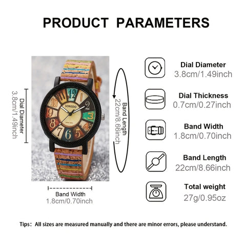 Stylish Casual Quartz Watch with  Wooden-Like Textured Band