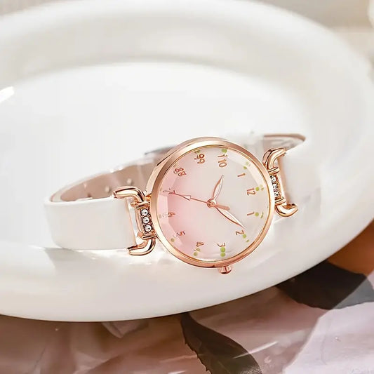12-Digit  Quartz Watch With  Faux Leather Band