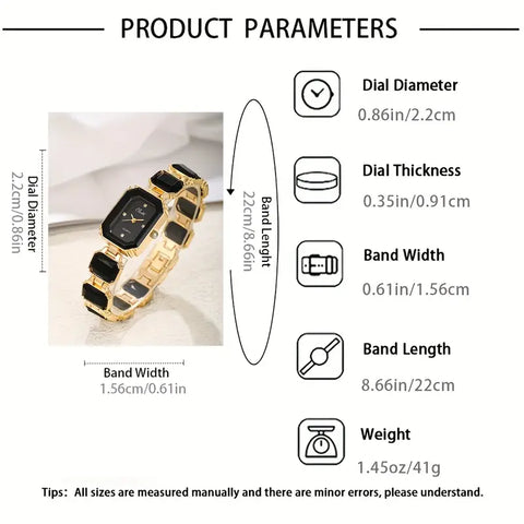 Elegant Square Alloy Wrist Watch for Women