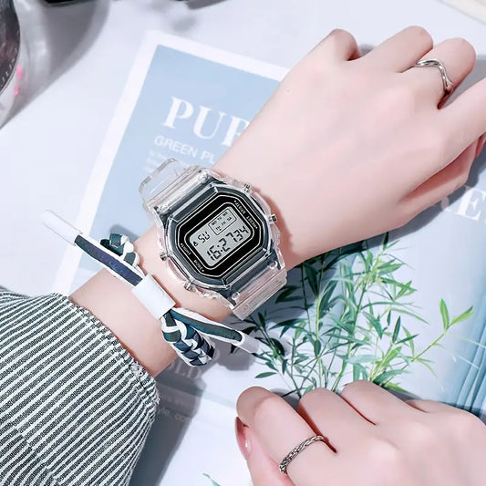 Small Square Electronic  Sports Digital Silicone Strap Wrist Watches