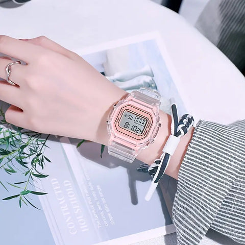 Small Square Electronic  Sports Digital Silicone Strap Wrist Watches