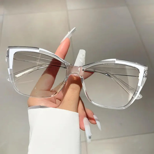 Stylish  Glasses with a Unique Color-Block Design And Leopard Print