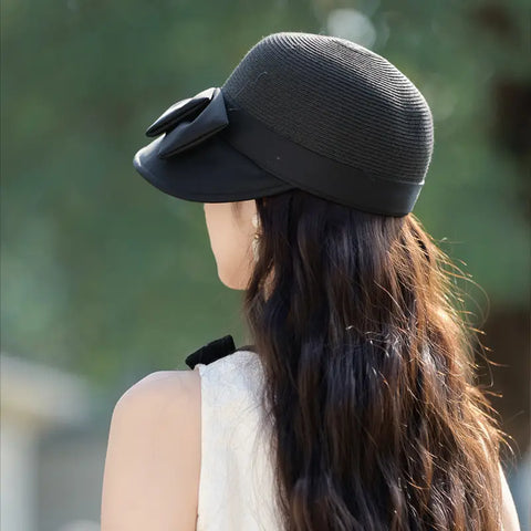 Wide Brim Sun Hat with Decorative Bow