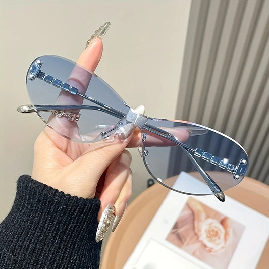 Elegant Frameless Flat Lens Glasses,