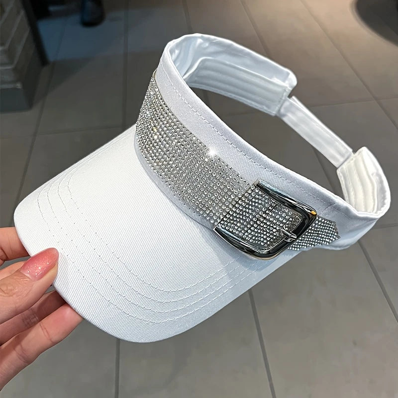 Visor Cap with Rhinestone Embellishment
