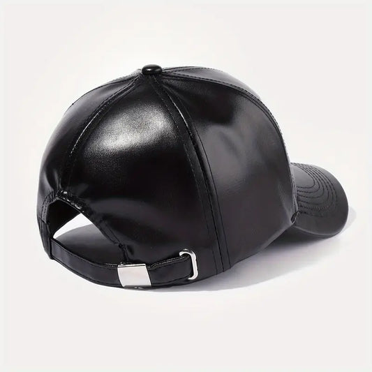 I DON'T CARE Slogan Embroidered PU Leather Baseball Cap