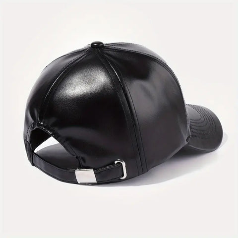 I DON'T CARE Slogan Embroidered PU Leather Baseball Cap