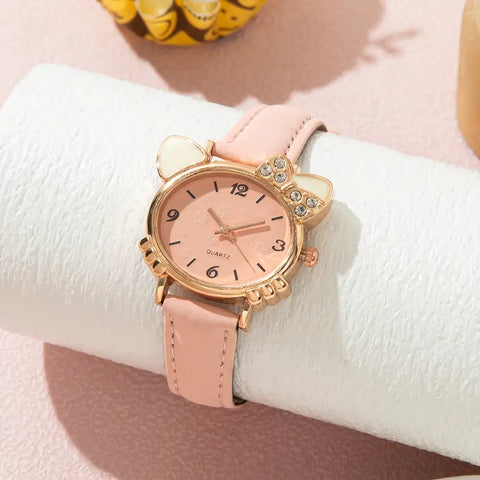 Chic Cat-Themed Quartz Watch with Sparkling Rhinestones