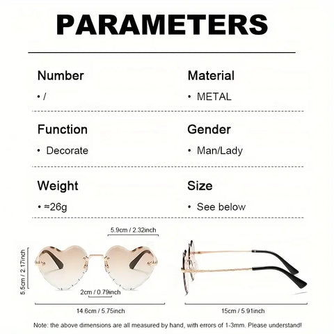 Chic Heart-Shaped Rimless Fashion Glasses