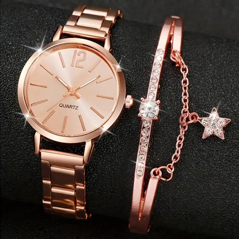 Fashionable Women'S Quartz Watch And Bracelet Set