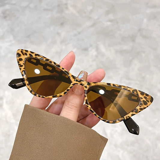 Cat Eye Glasses - Retro Y2K Metal Chain Design
