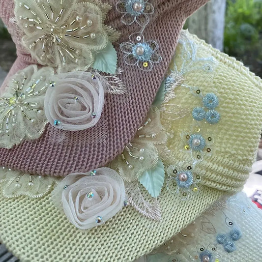 1pc Stylish Handmade Floral Visor Hat