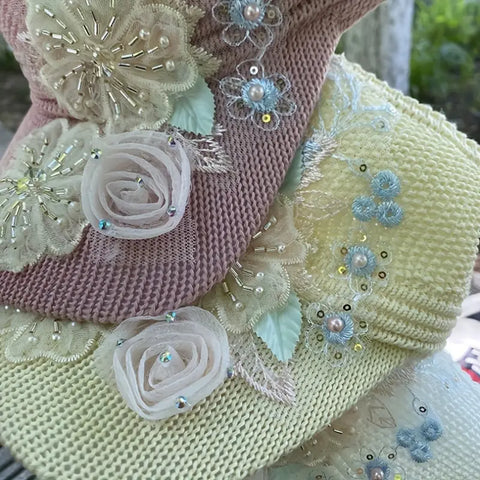 1pc Stylish Handmade Floral Visor Hat
